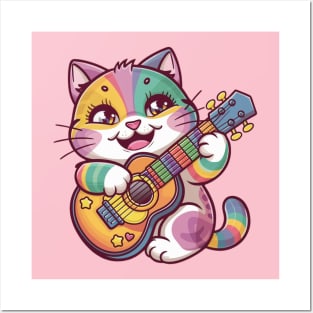 Cat Guitar Posters and Art